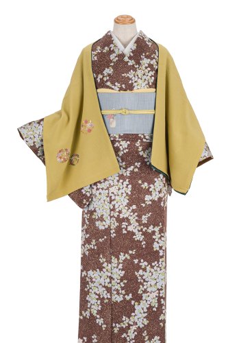 ショール　リバーシブル　花丸刺繍　金糸雀色のサムネイル画像