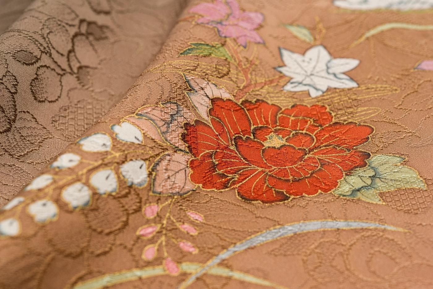 訪問着 一つ紋 牡丹 菊 藤など - からん::アンティーク着物