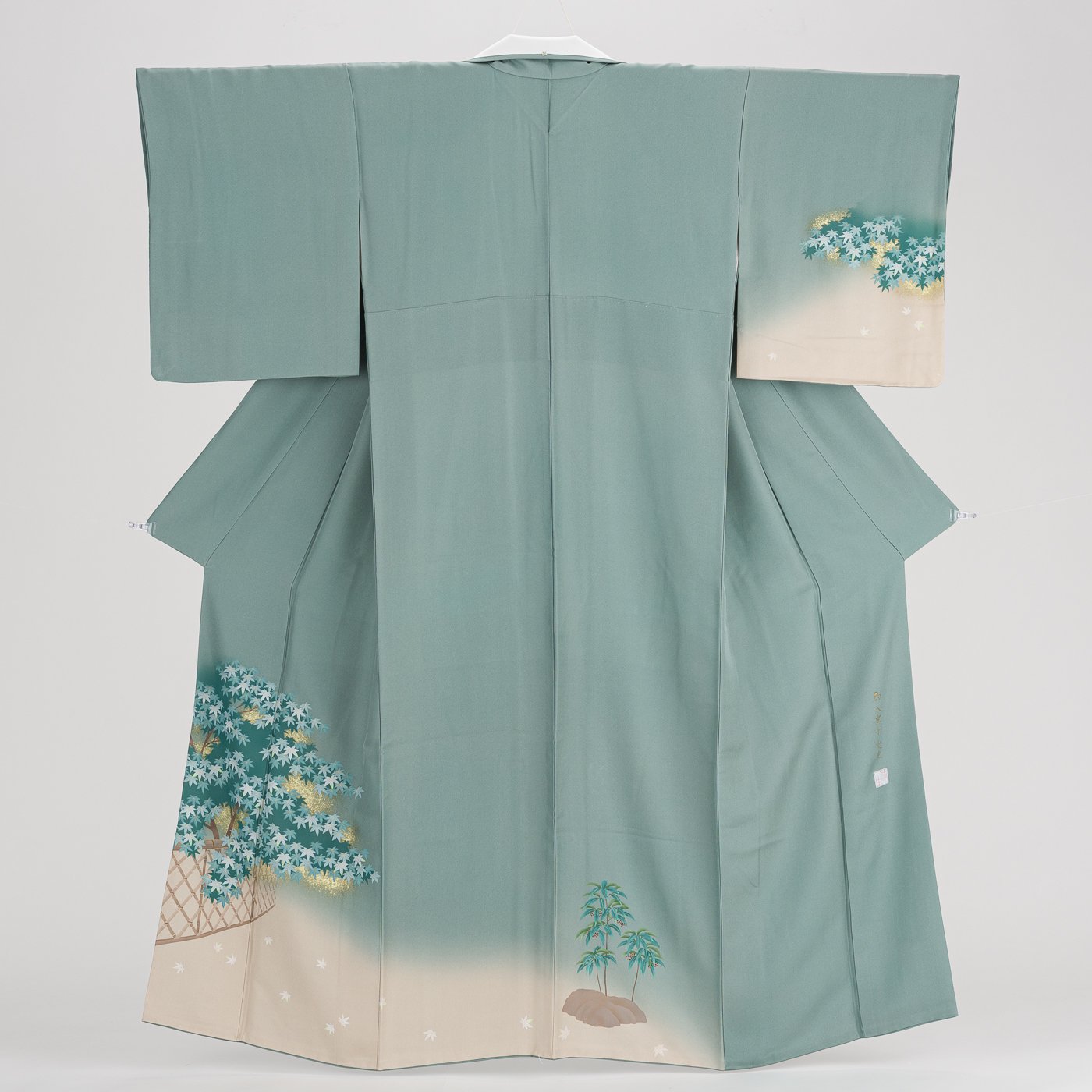 訪問着 竹垣に楓の木 作家物 - からん::アンティーク着物・リサイクル 
