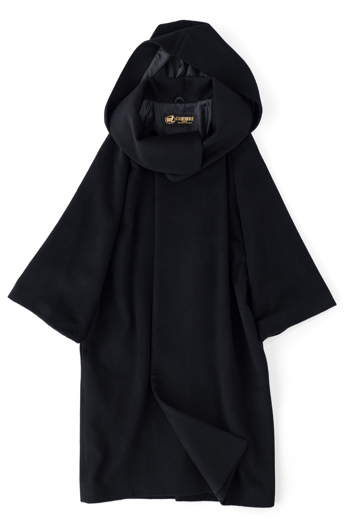 「フード付き和装コート　カシミアブレンド　黒」の商品画像