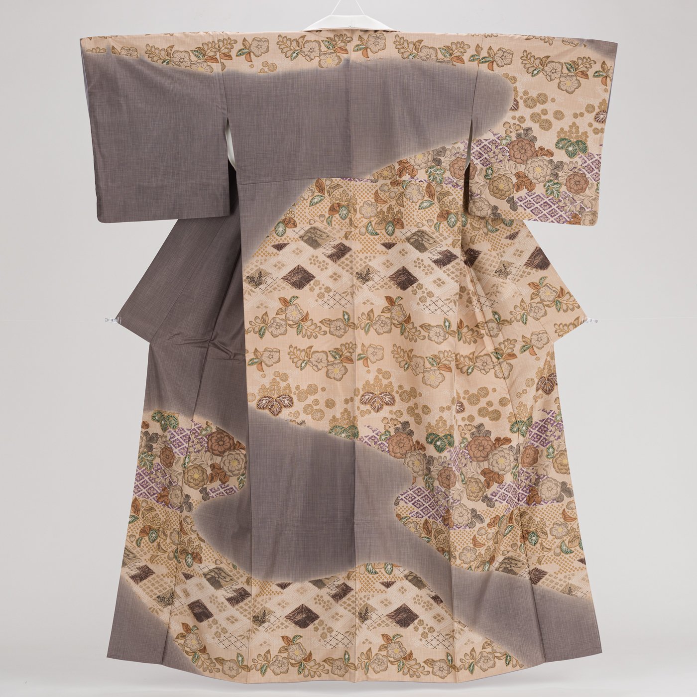 大島紬 訪問着 菱に花 トールサイズ 裄長 - からん::アンティーク着物 