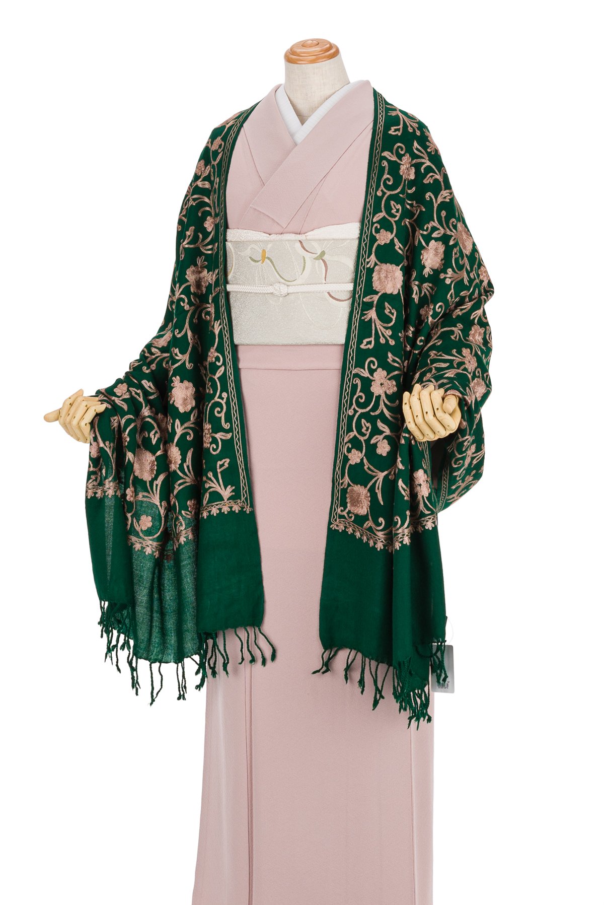 「ウール100％大判ショール　カシミール刺繍　green」の商品画像