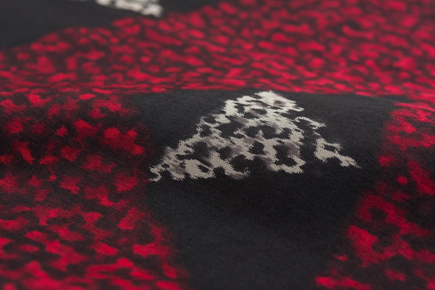 slant stripes＊銘仙 黒 オーキッドピンク アンティーク銘仙着物 A424 | kimono tento