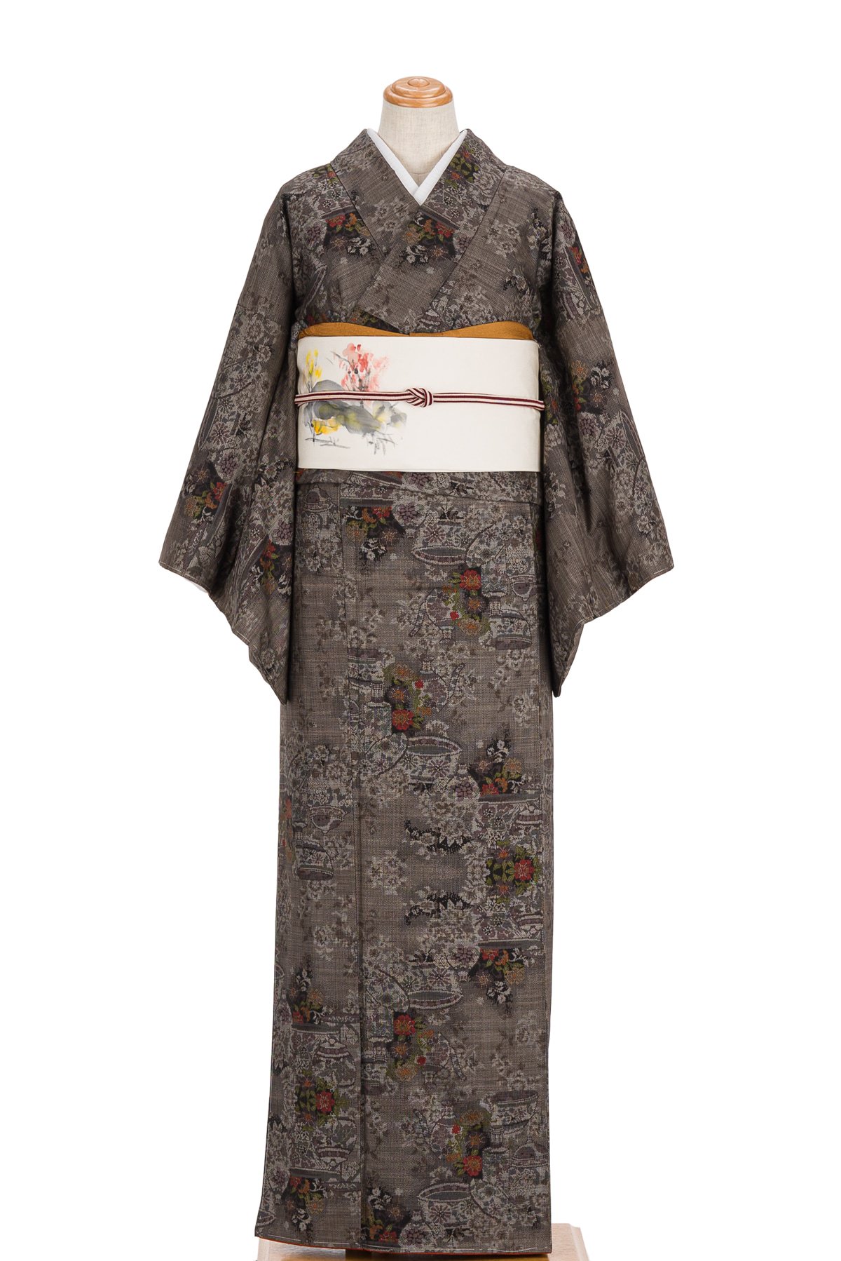 大島紬 花と器 - からん::アンティーク着物・リサイクル着物の通販サイト
