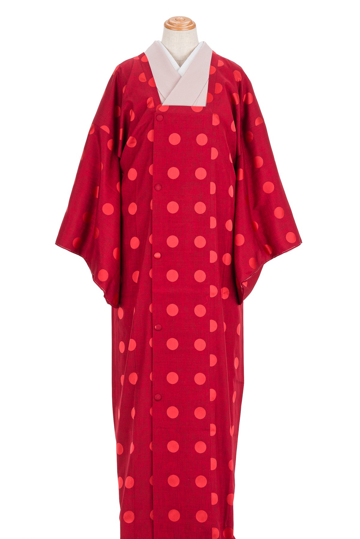 【正絹　雨コート】未着用　ふくよかな方用　朱赤　美品　163㎝前後　B295着物・浴衣