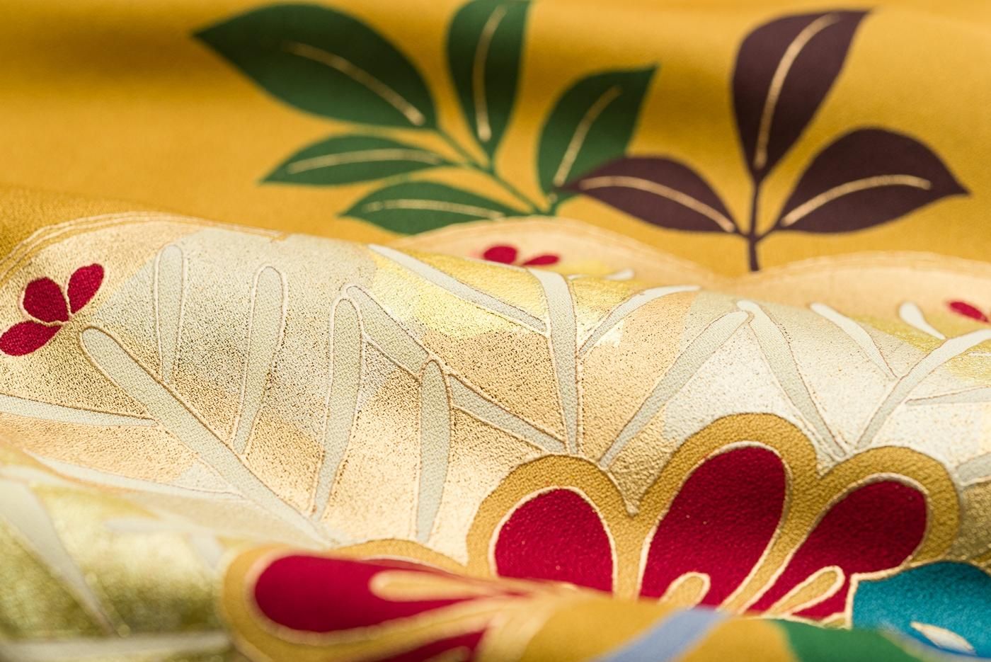 振袖 松と藤 トールサイズ 裄長 - からん::アンティーク着物