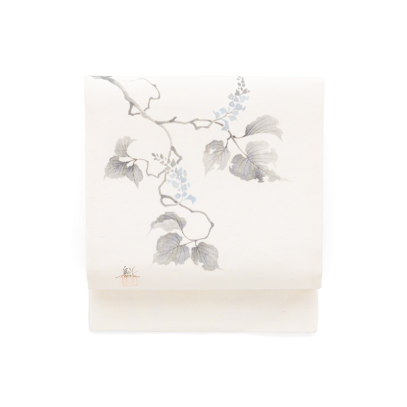 「紬　枝に青い花　作家物」の商品画像