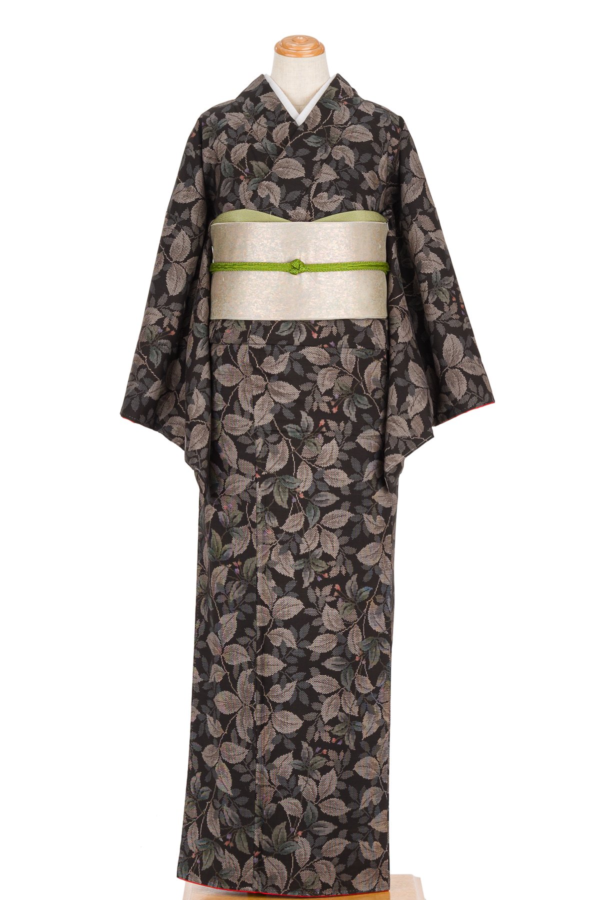 大島紬 葉模様 - からん::アンティーク着物・リサイクル着物の通販サイト