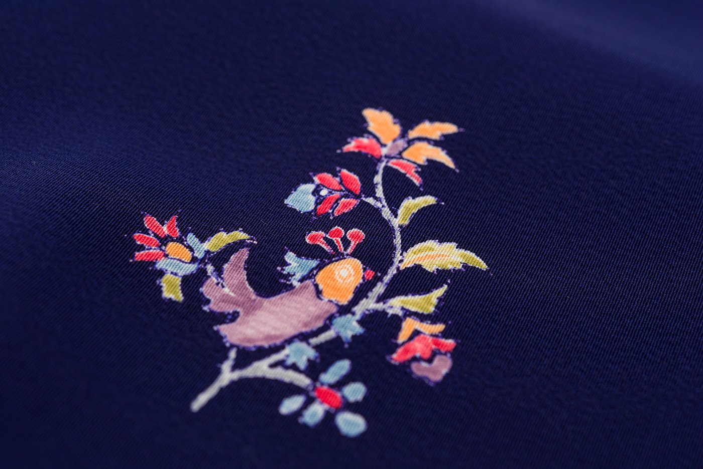 飛び柄小紋 花と小鳥 - からん::アンティーク着物・リサイクル着物の