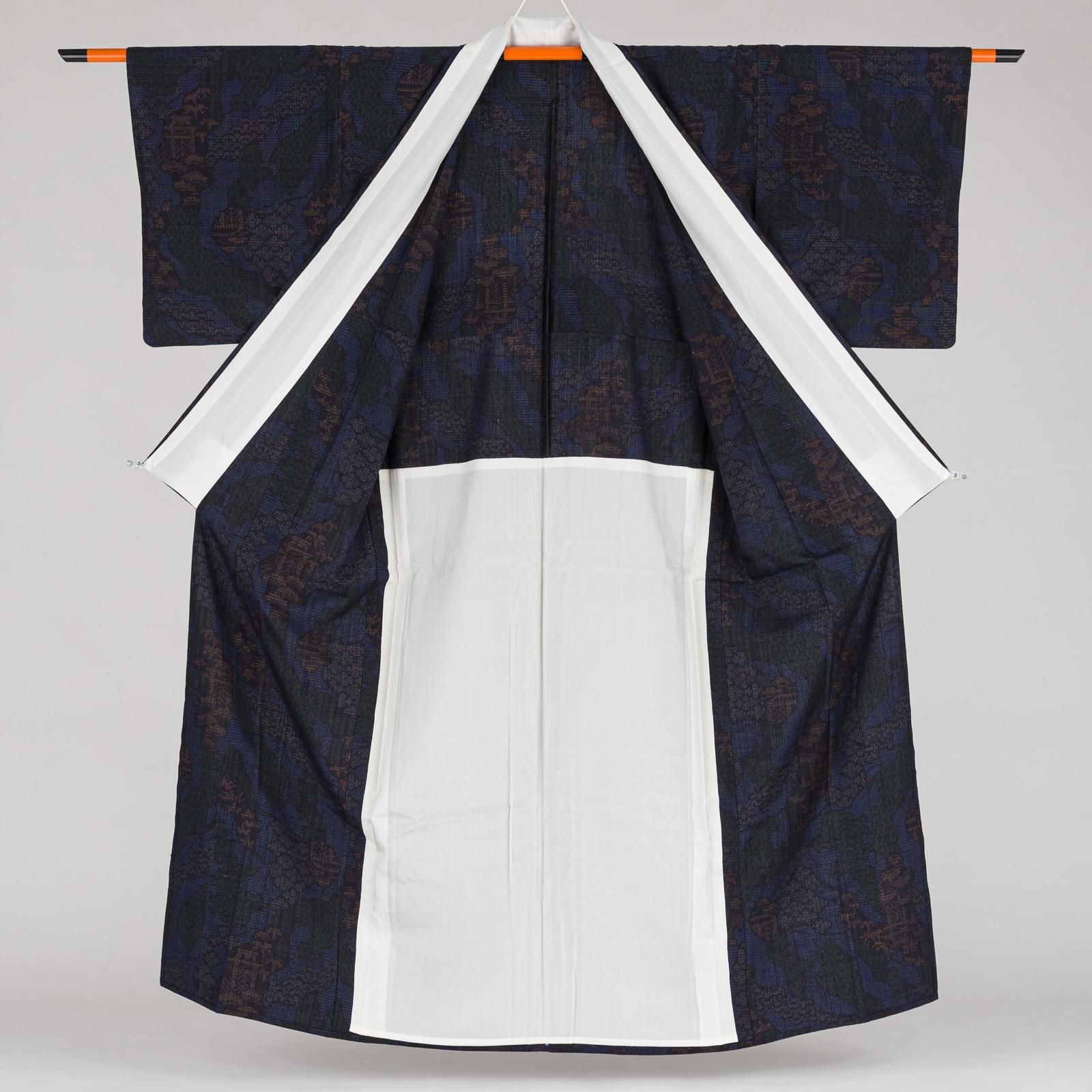 単衣 本場結城玉紬 松や笹など - からん::アンティーク着物