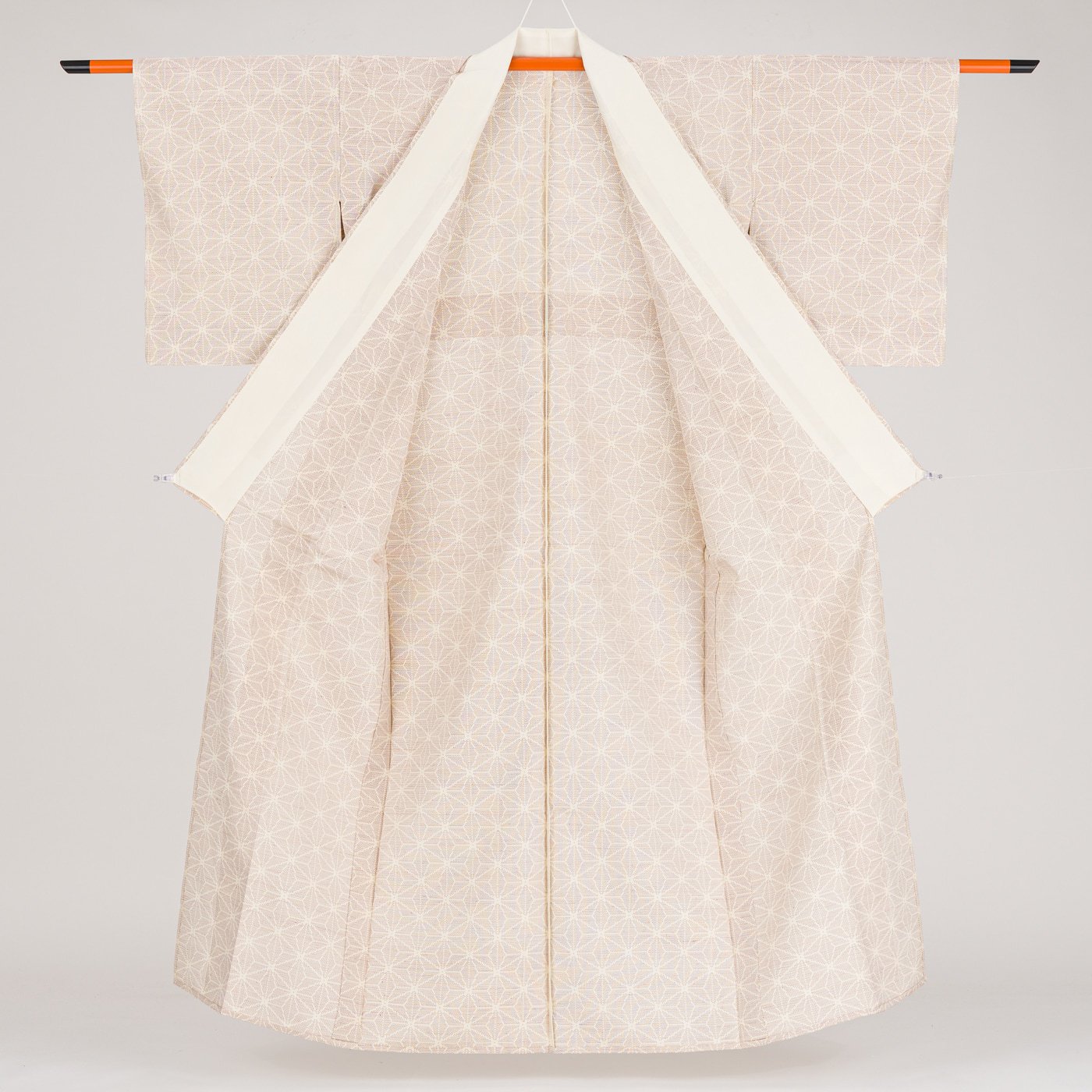 単衣 紬 麻の葉模様 - からん::アンティーク着物・リサイクル着物の 