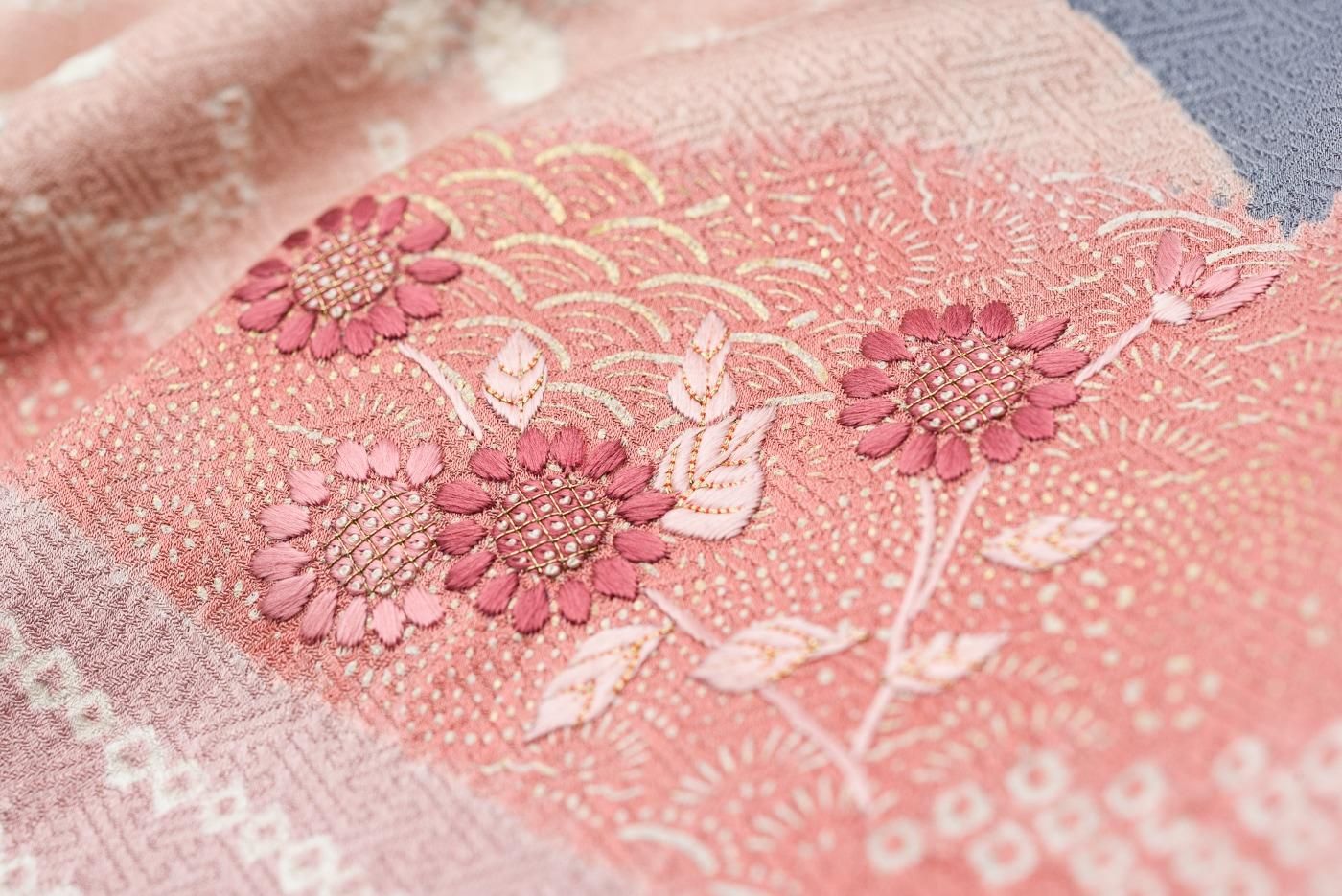 未着用 正絹 着物 絞り トール“お日様のような温か味に花や雪輪”訪問着S-50 未着用 正絹 着物 絞り トール“お日様のような温か味に花や雪輪”