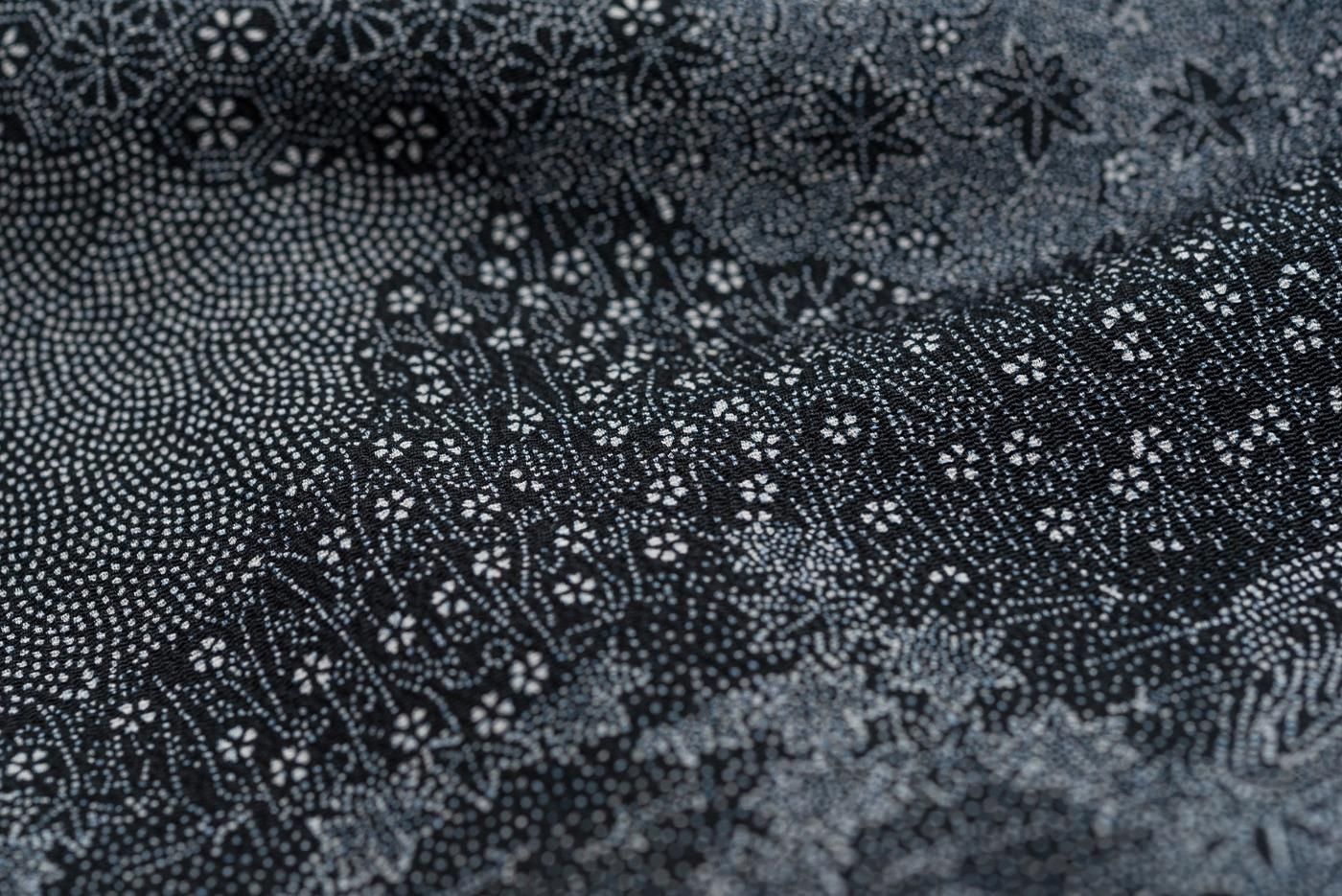 新品に近い！美品＊江戸小紋寄せ＊雲取り＊黒＆白＊着物＊トールサイズ＊１６５ｃｍ 江戸小紋 雲取りに寄せ柄 - からん::アンティーク着物