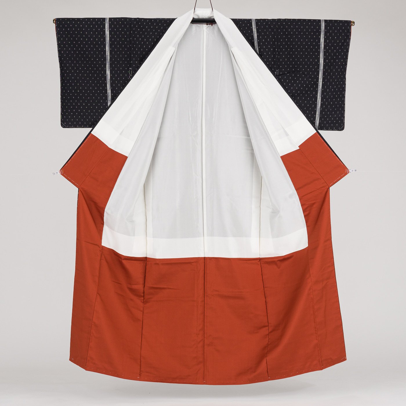 紬 縞と十字絣 - からん::アンティーク着物・リサイクル着物の通販サイト
