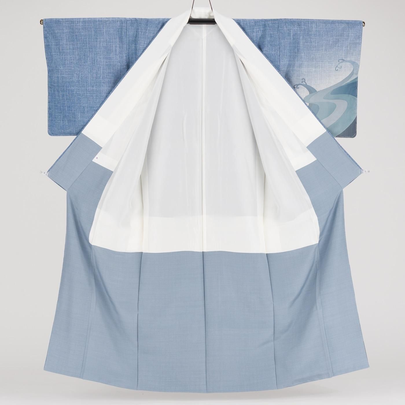 jena✿　【新品未使用】大島紬　絹100% 波模様 着物 大島紬 着物 正絹 M〜L