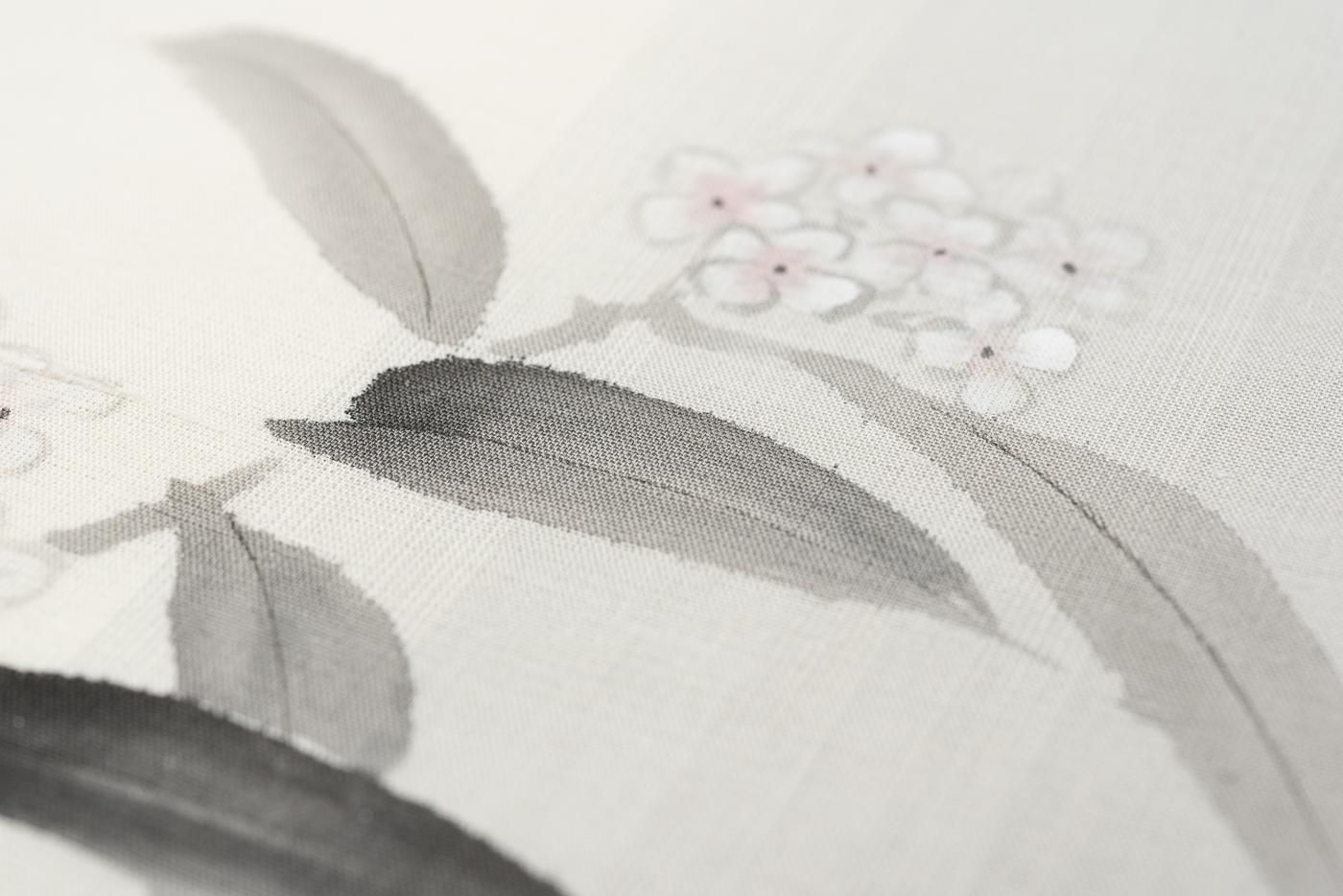 MO-3376 夏帯 袋帯 紗 萩の花模様 銀糸 乳白色