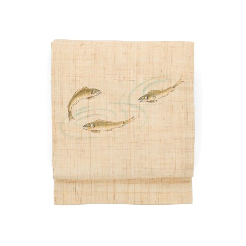 夏帯　本麻　水紋と鮎のサムネイル画像