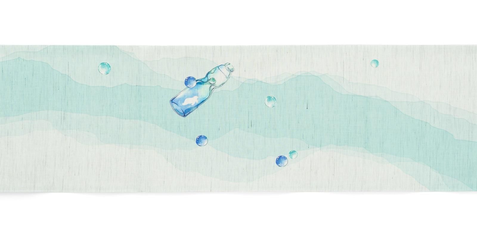 ☆ラムネ☆専用夏帯　袋帯 夏帯] 夏名古屋帯 シロクマ (麻/ラムネ色) 麻 リネン 日本製
