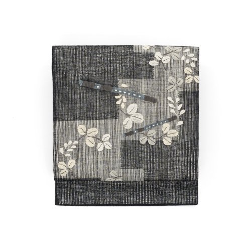 夏帯　紗すくい織り　萩と横笛のサムネイル画像