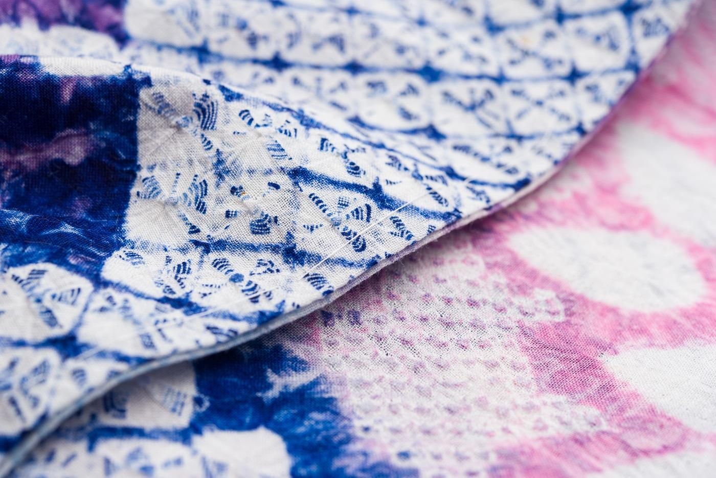 有松絞り浴衣 扇と花 - からん::アンティーク着物・リサイクル着物の