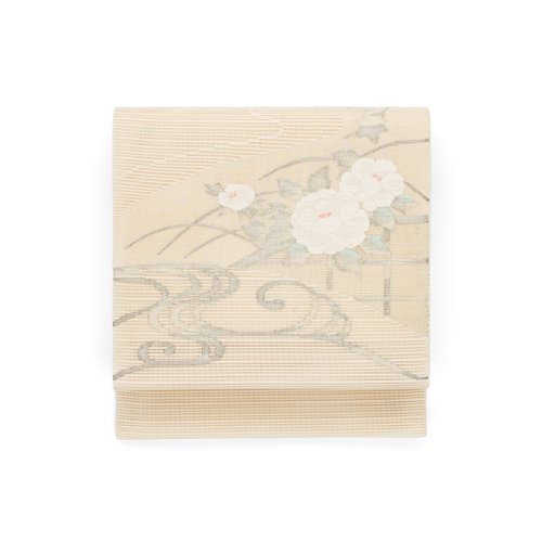 夏帯　絽綴れ　白牡丹のサムネイル画像