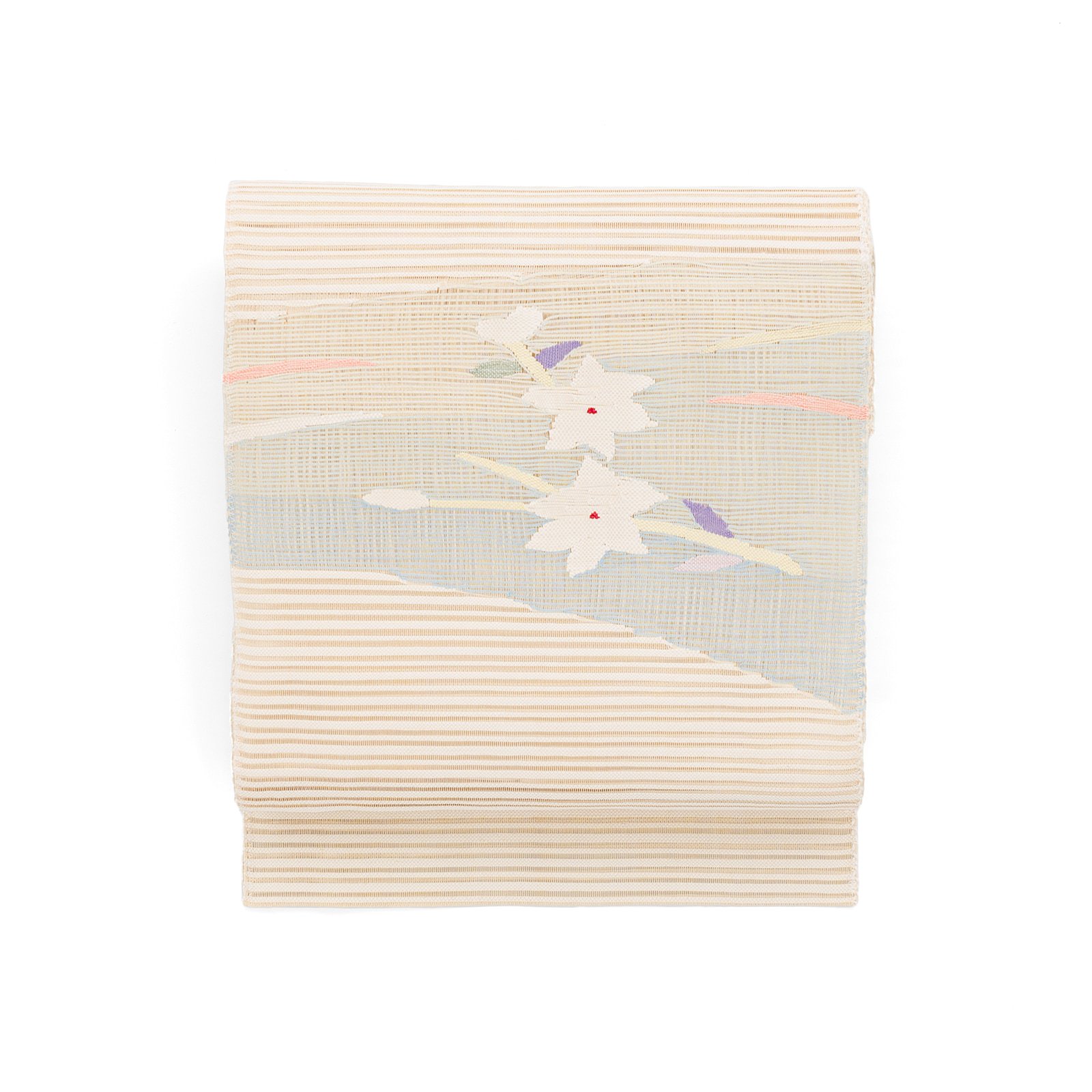 新品 夏帯 絽綴れ 八寸名古屋帯 白花 - からん::アンティーク着物 