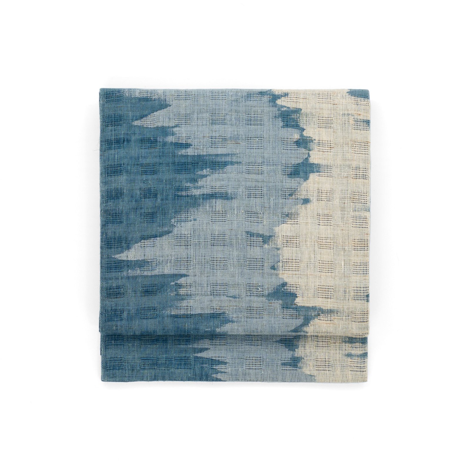 「夏帯　本麻　透かし織り　青グラデーション」の商品画像