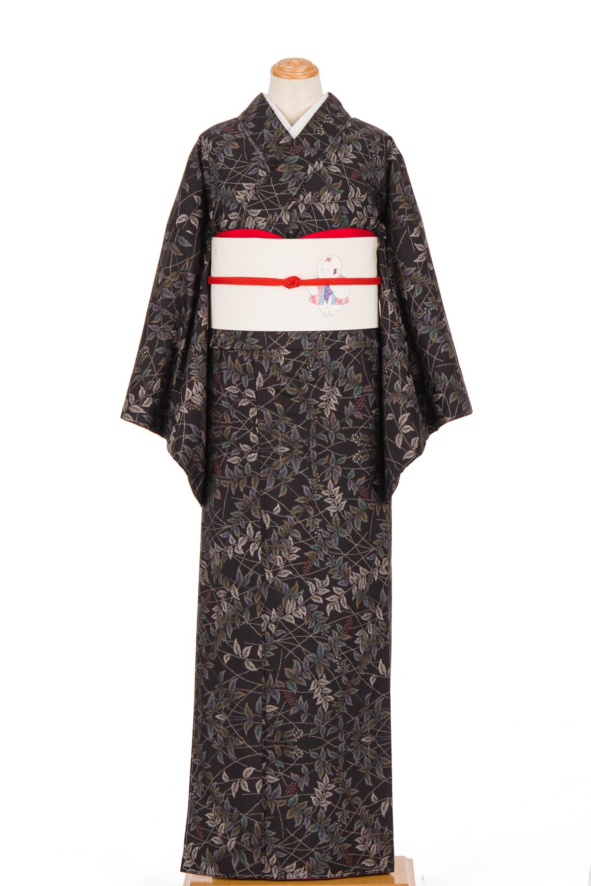 大島紬 葉模様 - からん::アンティーク着物・リサイクル着物の通販サイト