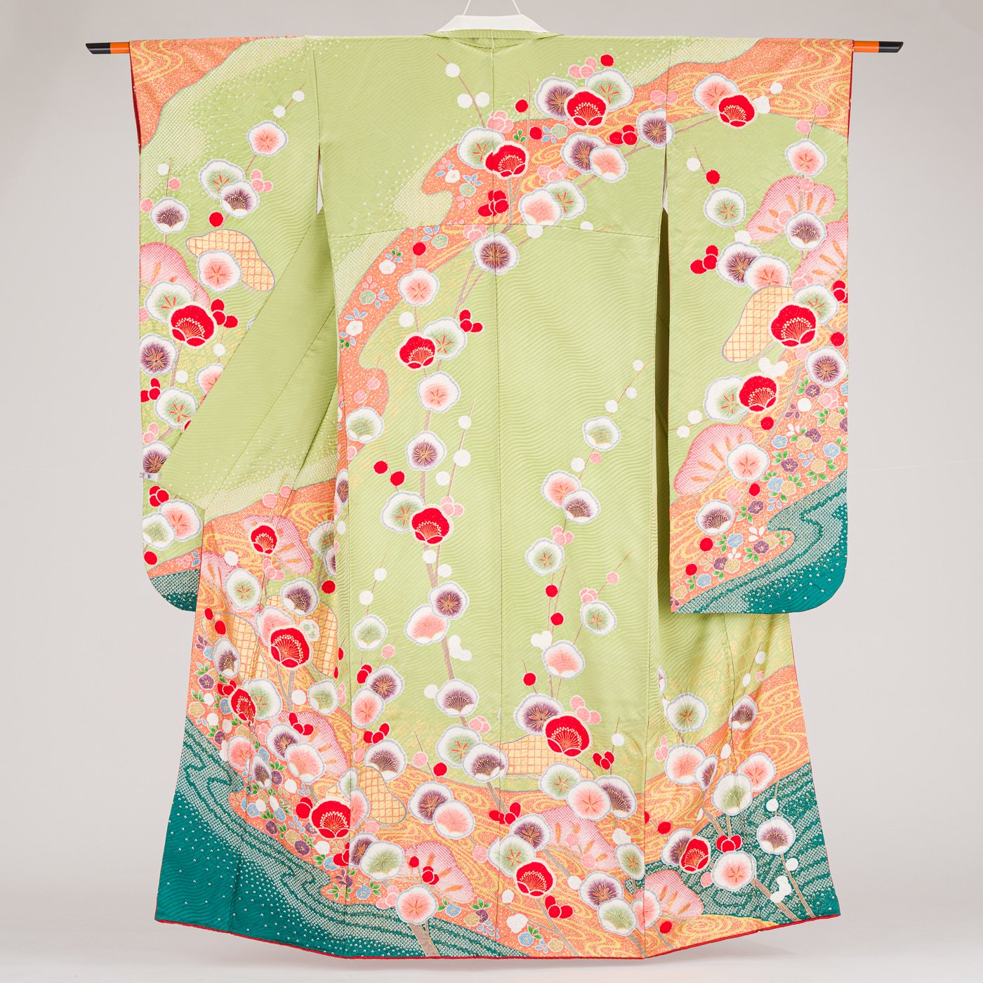 振袖 流水に梅の花 作家物 トールサイズ - からん::アンティーク着物