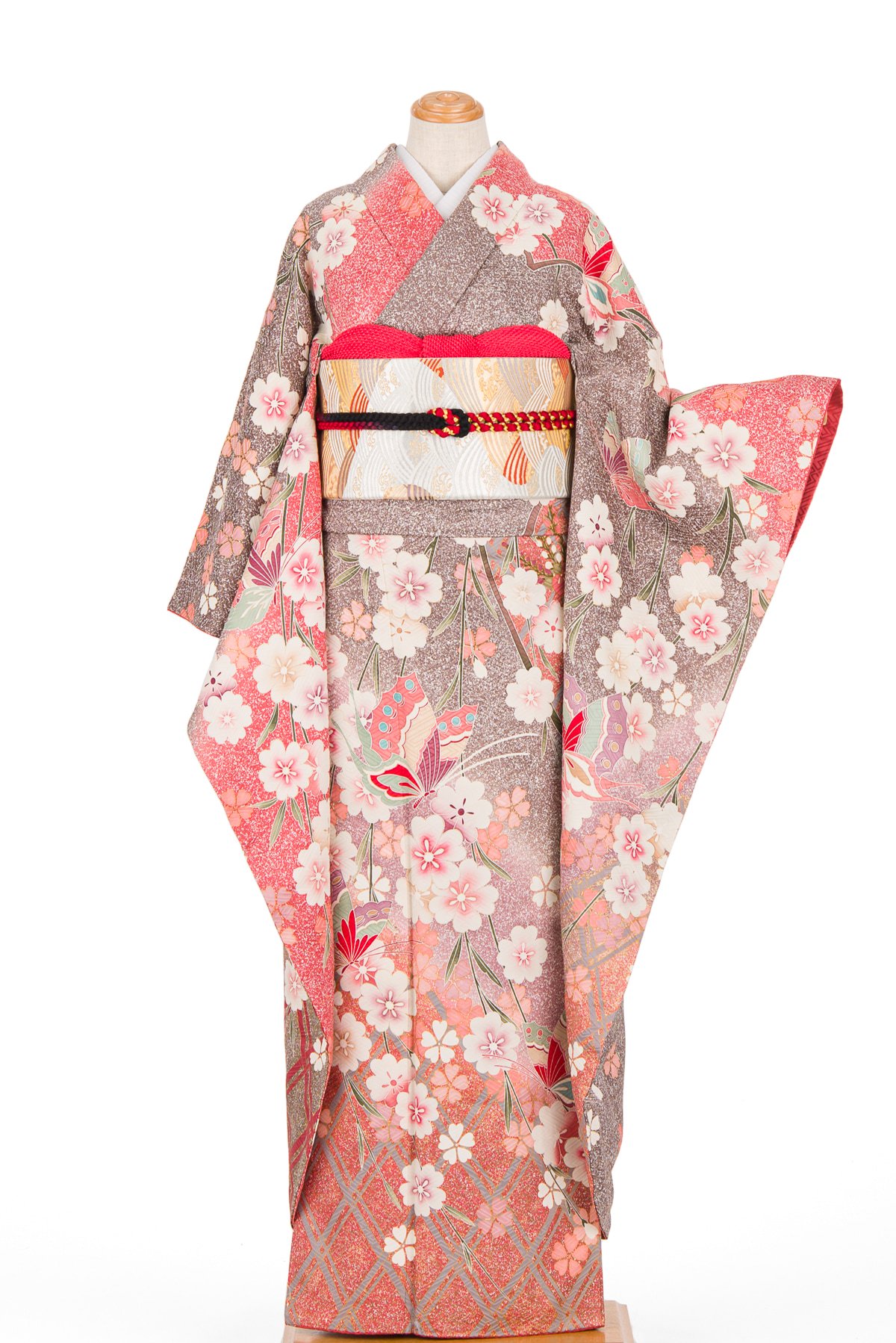 「振袖　枝垂れ桜と揚羽蝶」の商品画像