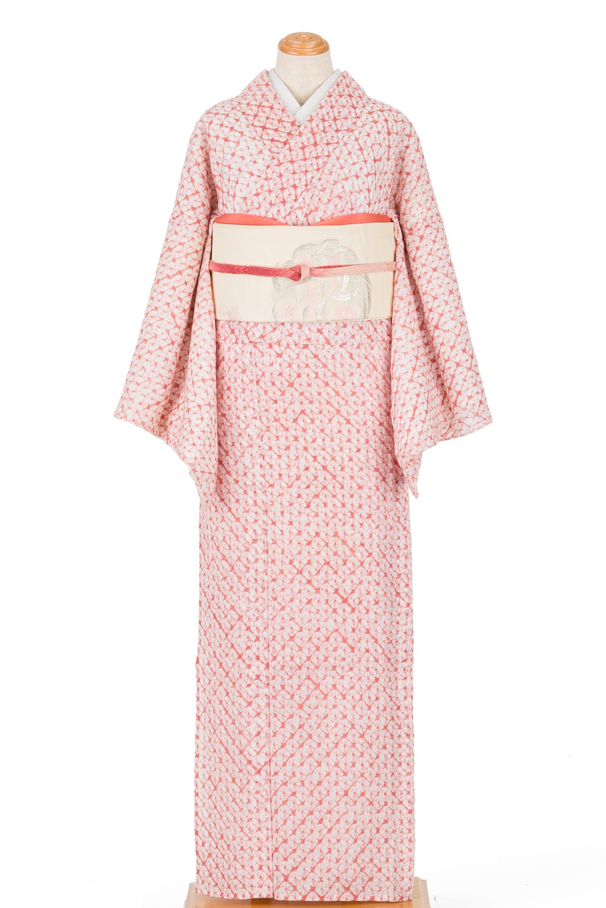 有松絞り浴衣 ピンク 雲絞り - からん::アンティーク着物・リサイクル