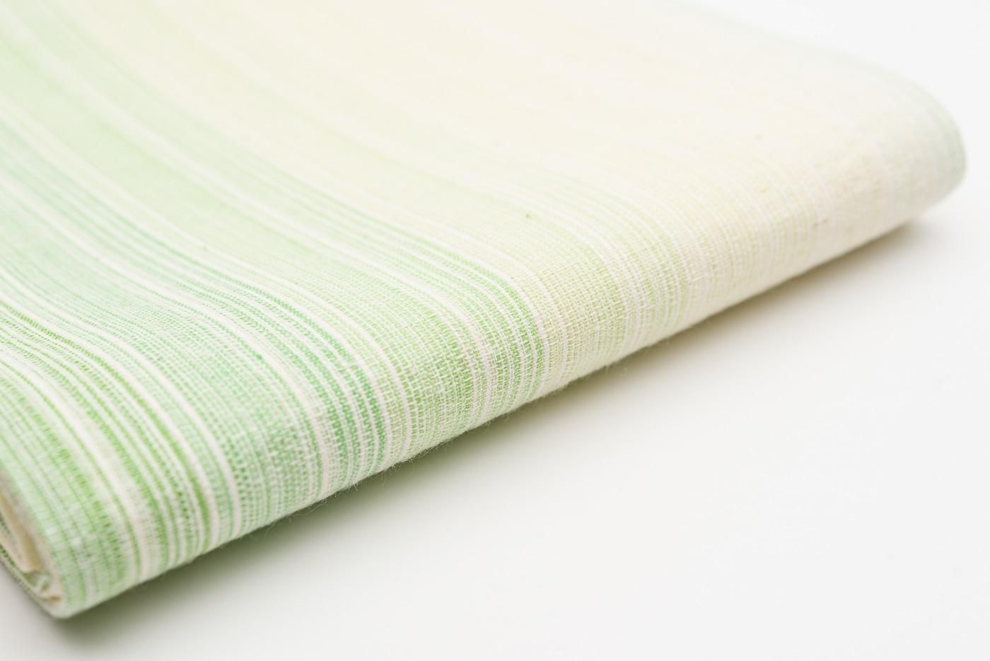 綿麻 半幅帯 グリーン系 新品半幅帯 綿麻 アップルグリーングラデーション - からん