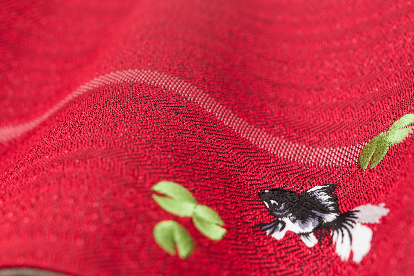 半幅帯 赤色×金魚 - からん::アンティーク着物・リサイクル着物の通販 ...