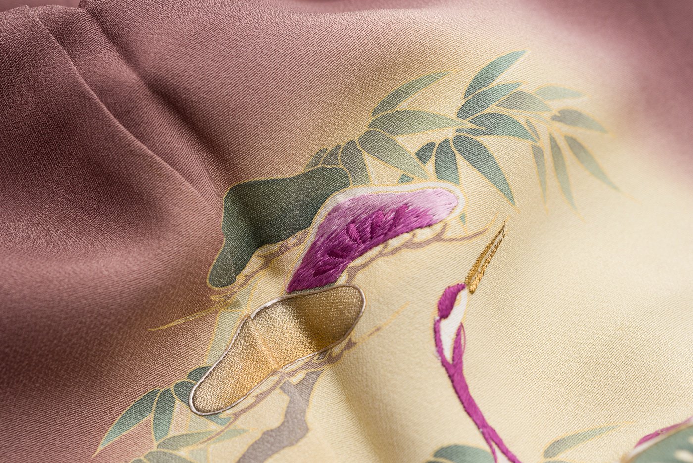 色留袖 一つ紋 じゅらく帝王紫 鶴亀 - からん::アンティーク着物 