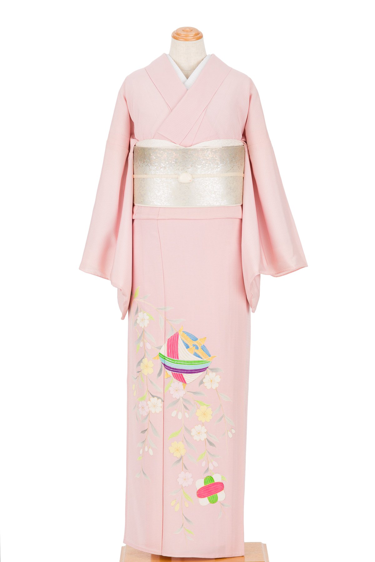 絽 一つ紋 色留袖 糸巻きと桜   からん::アンティーク着物・リサイクル