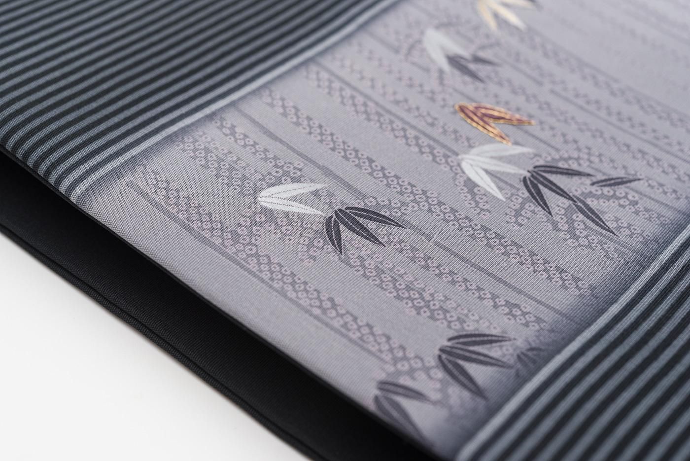 塩瀬 枠に竹 刺繍 - からん::アンティーク着物・リサイクル着物