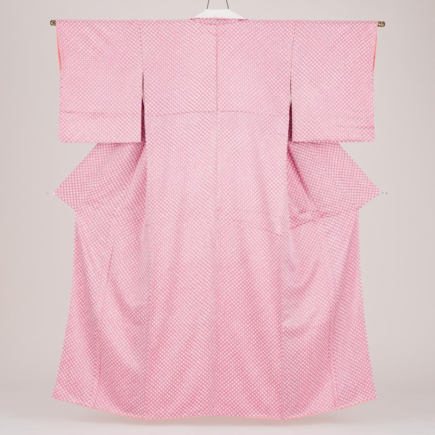 絞り ピンク地 白ドット - からん::アンティーク着物・リサイクル着物