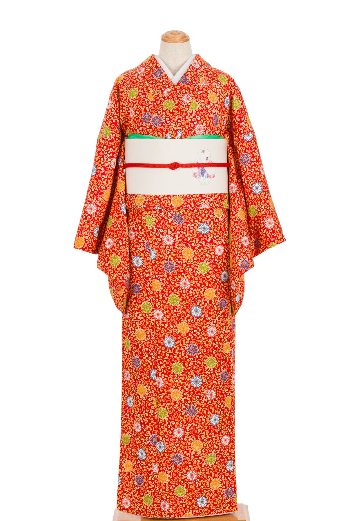 Japanese style  kimono 正絹　小紋　菊唐草
