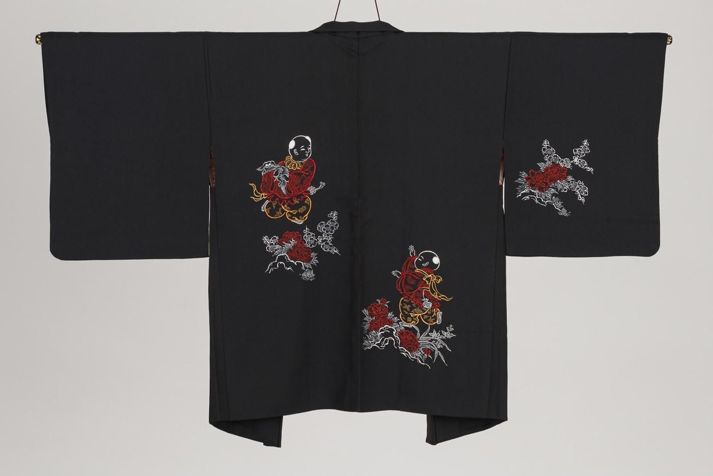 黒絵羽織 唐子と狆 - からん::アンティーク着物・リサイクル着物