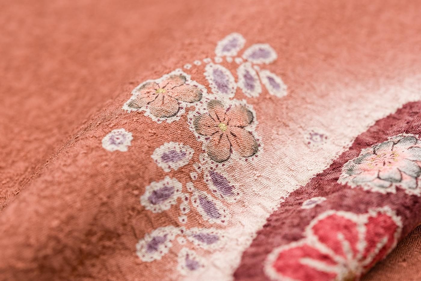 訪問着 道長取りに辻が花模様 - からん::アンティーク着物・リサイクル