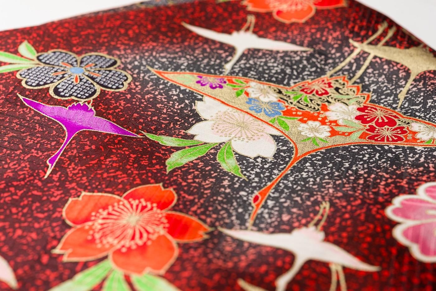 鶴と桜 - からん::アンティーク着物・リサイクル着物の通販サイト