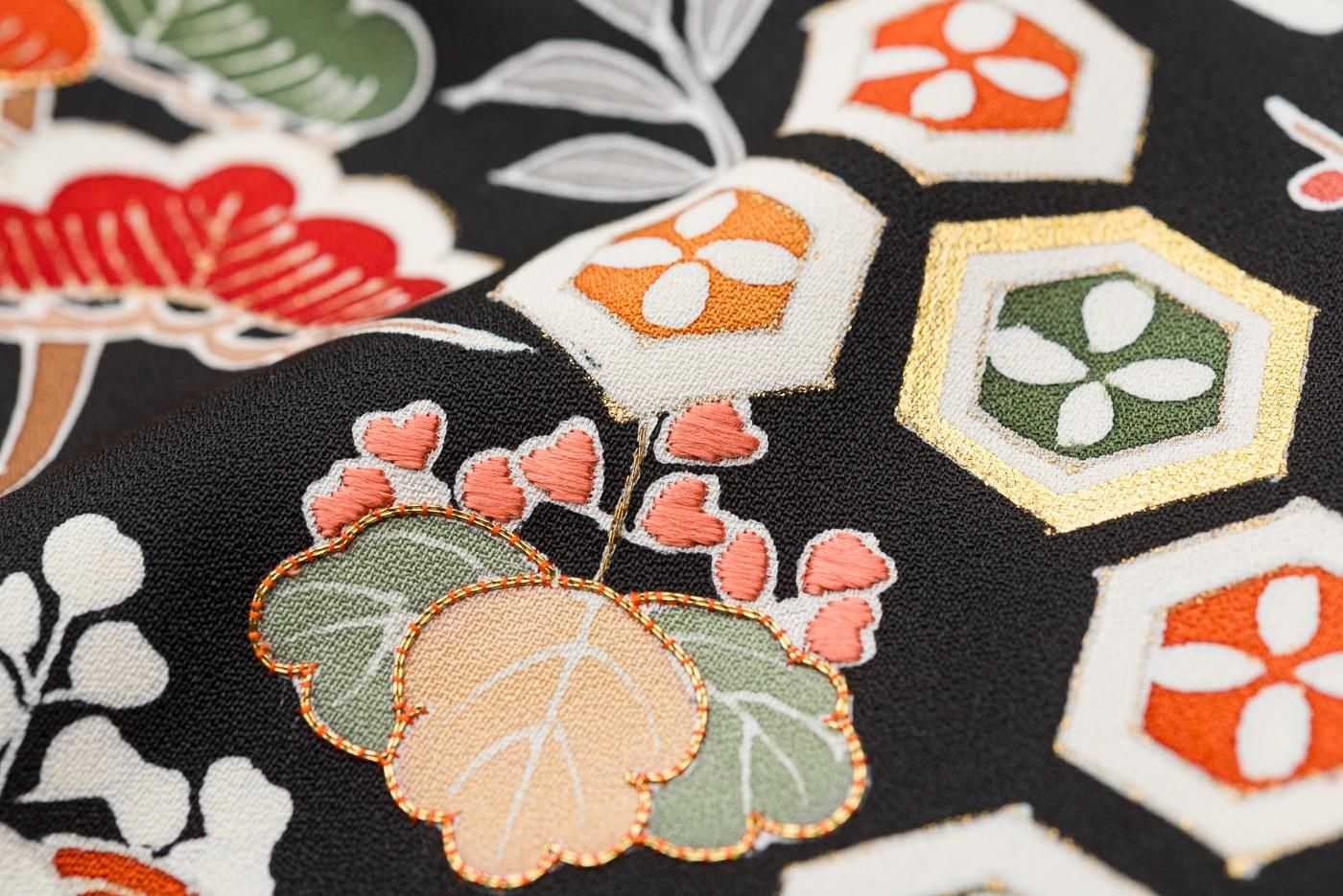 訪問着 松竹梅 裄長 - からん::アンティーク着物・リサイクル着物の