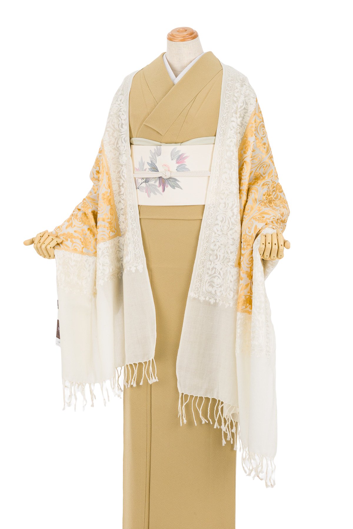 新品 カシミール 刺繍ストール インド製 70×200 和装 洋装 ショール素材ウール