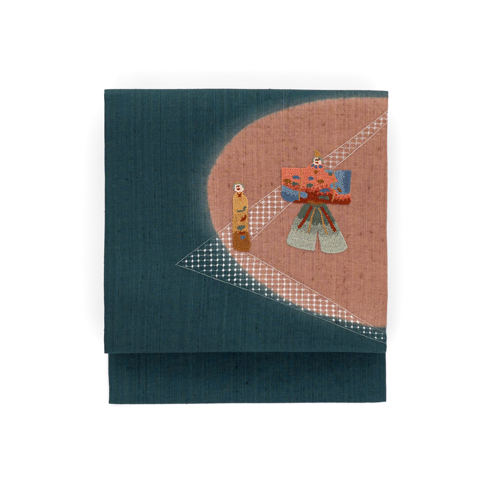 紬 汕頭相良刺繍 雛人形 - からん::アンティーク着物・リサイクル着物 