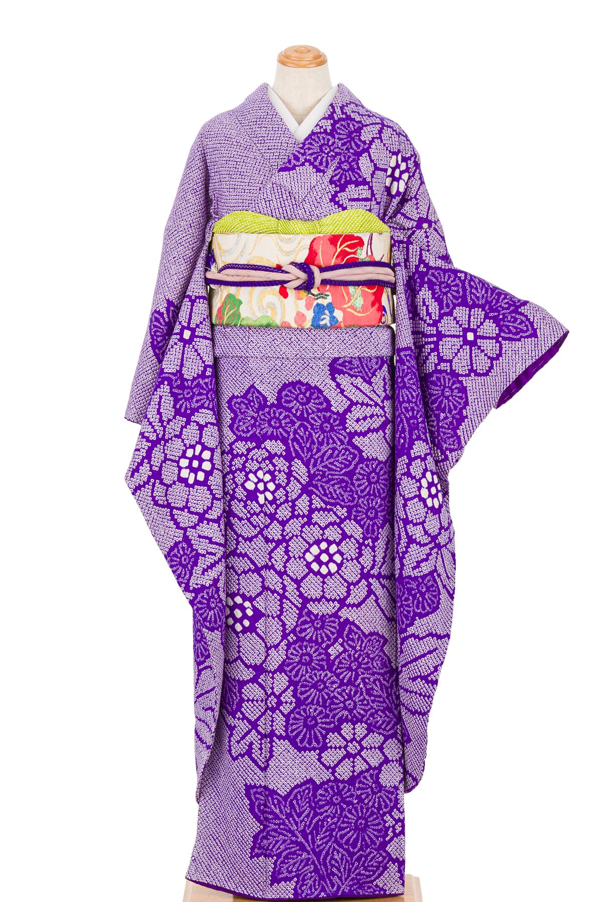 紫系 本加工 総絞り多色 振袖レディース - 着物・浴衣