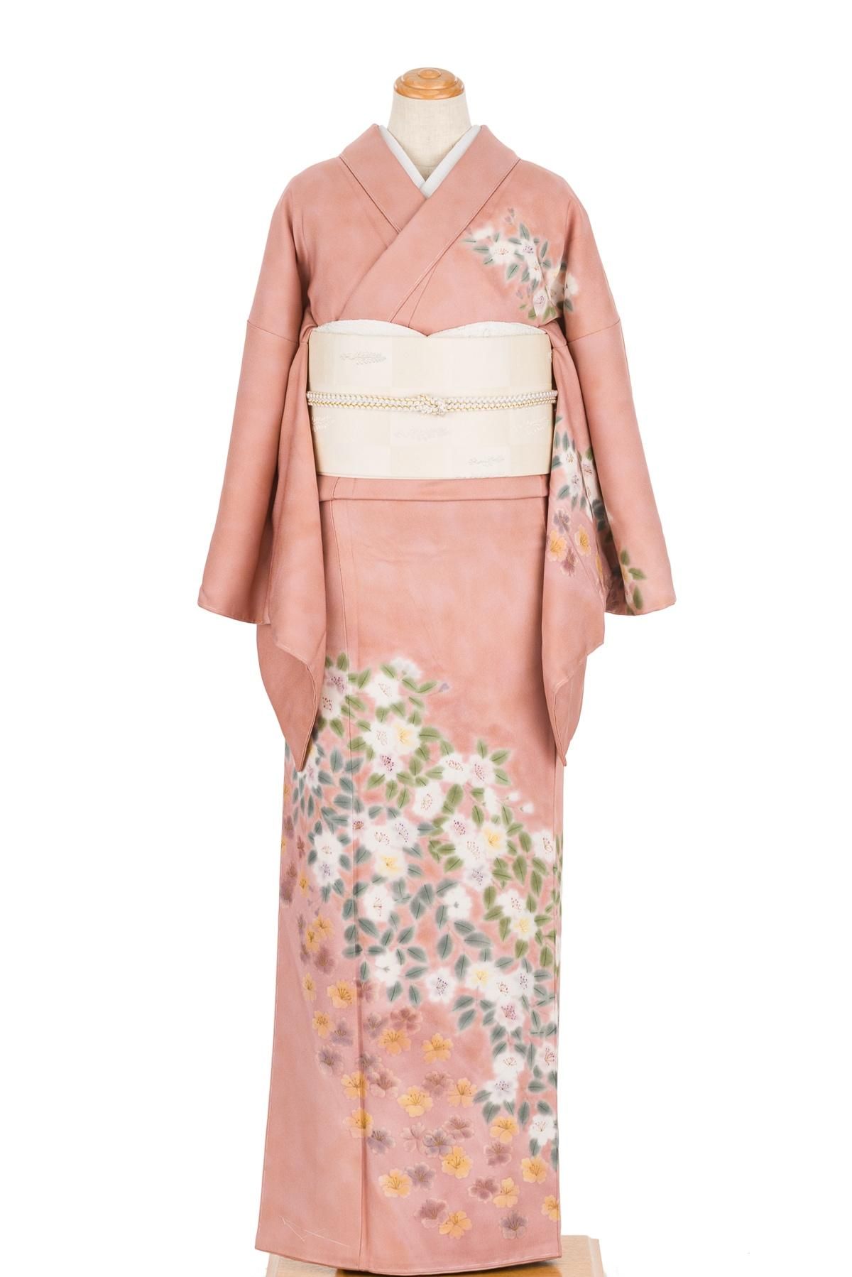 訪問着 白花模様 - からん::アンティーク着物・リサイクル着物の