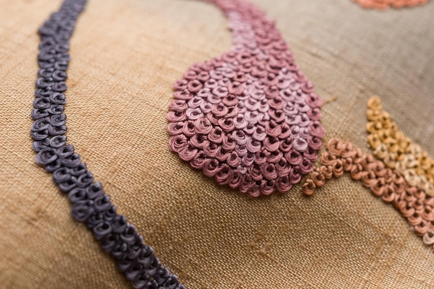 紬 相良刺繍 丸にくわい - からん::アンティーク着物・リサイクル着物