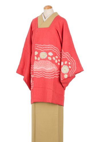 ビンテージ レトロ 着物 羽織 ベロア ピンク エンジ JAPAN 美品