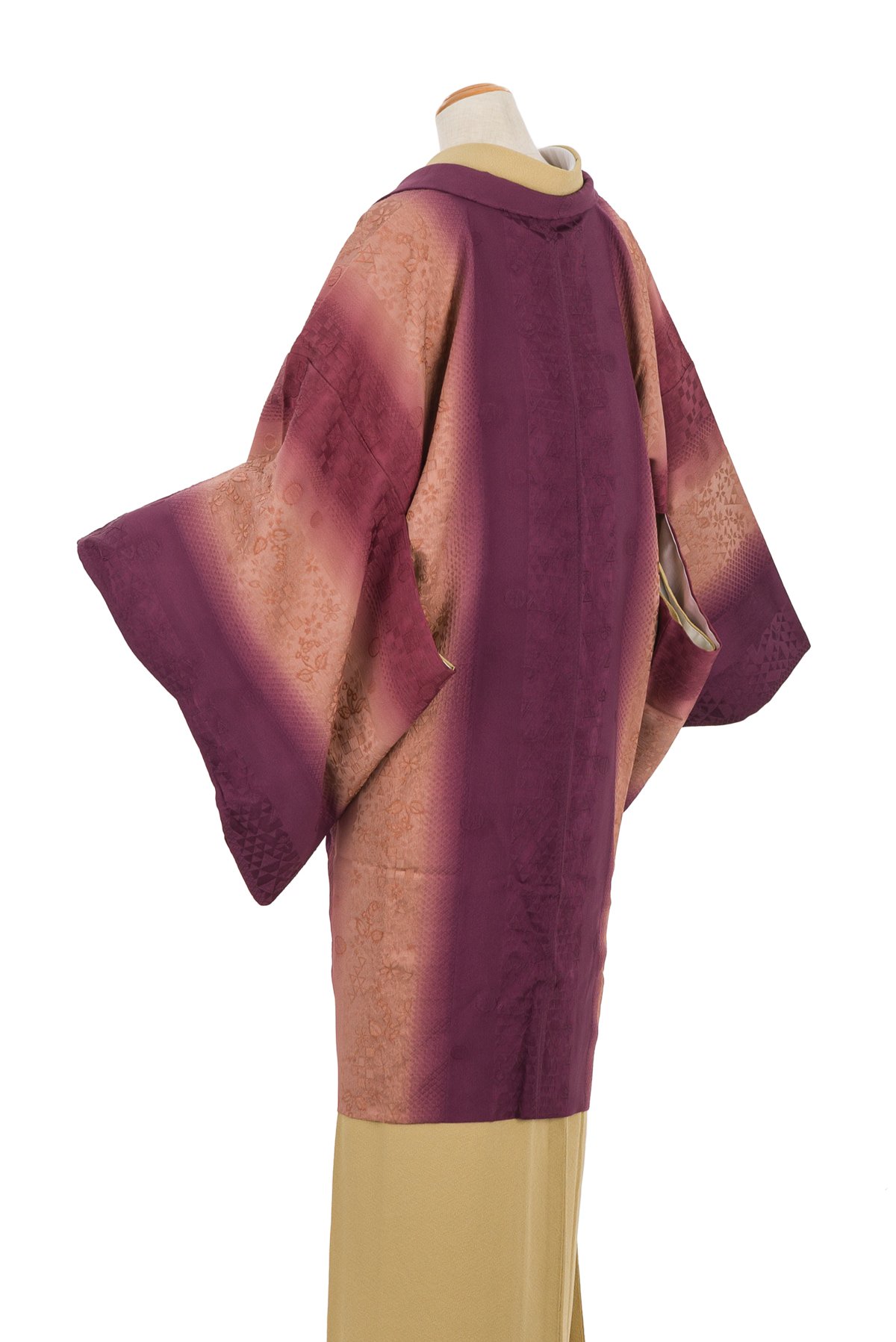 長羽織 葡萄色 暈し縞 - からん::アンティーク着物・リサイクル着物の 
