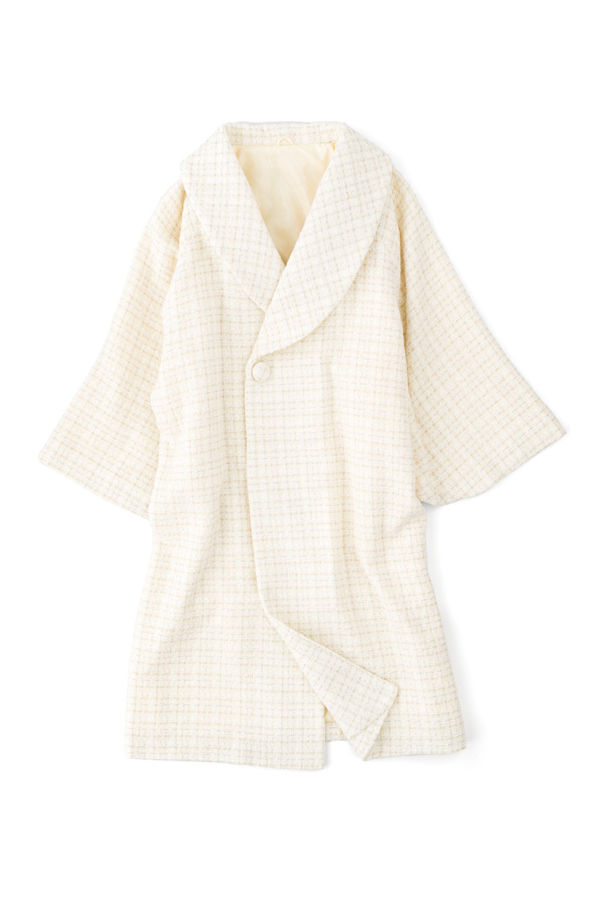 新品 ヘチマ衿和装コート ツイード White - からん::アンティーク着物